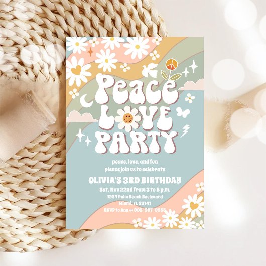 Invitation d'anniversaire Arc-en-ciel Rétro