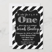 Invitation d'anniversaire argent pailleté pour pre (Devant)