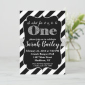 Invitation d'anniversaire argent pailleté pour pre (Debout devant)