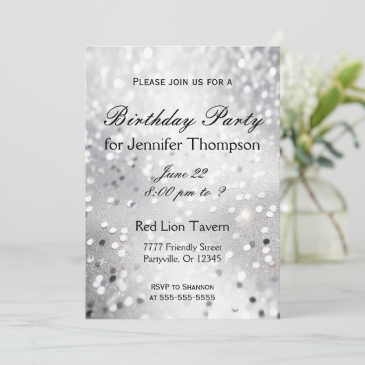 Invitation d'anniversaire | Argent simple (Debout devant)