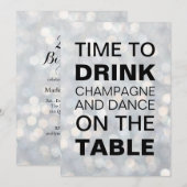 Invitation d'anniversaire argentée pour boire du c (Devant / Derrière)
