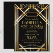 Invitation d'anniversaire Art Déco (Devant / Derrière)