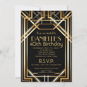 Invitation d'anniversaire Art déco Années 20