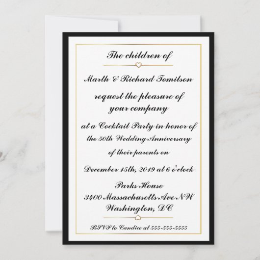 Invitation d'anniversaire Art Déco exquis 50e (Dos)