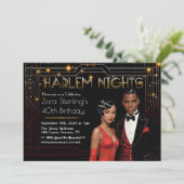 Invitation d'anniversaire Art Déco Harlem Nights A (Debout devant)