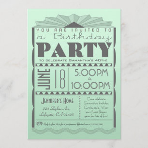Invitation d'anniversaire Art Déco - Mention de st
