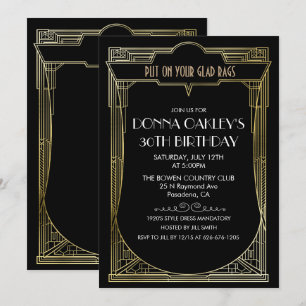 Invitation d'anniversaire Art Déco pour tout âge G