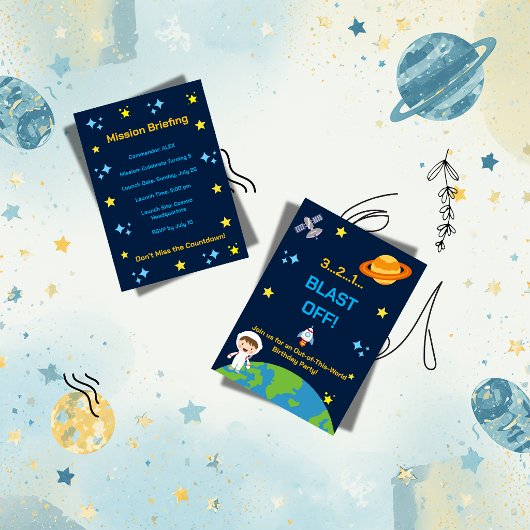 Invitation d'anniversaire astronaute dans l'espace