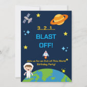 Invitation d'anniversaire astronaute dans l'espace (Devant)