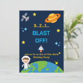 Invitation d'anniversaire astronaute dans l'espace (Debout devant)