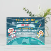 Invitation d'anniversaire Astronaute Espace (Debout devant)
