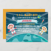 Invitation d'anniversaire Astronaute Espace (Devant / Derrière)