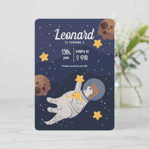 Invitation d'anniversaire astronaute espace, Espac