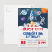 Invitation d'anniversaire Astronaute Fête dans l'e (Devant / Derrière)