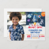 Invitation d'anniversaire Astronaute Fête Espace C (Devant / Derrière)