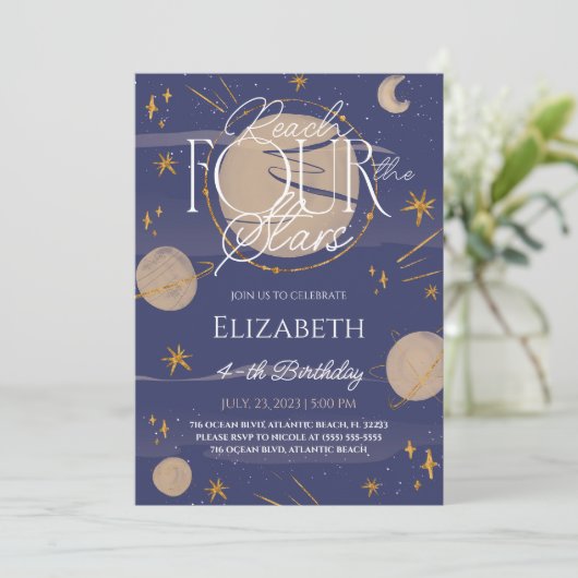 Invitation d'anniversaire Atteindre Quatre Étoiles (Debout devant)