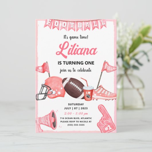 Invitation d'anniversaire au bal de football fémin (Debout devant)