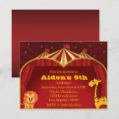Invitation d'anniversaire au cirque pour enfants (Devant / Derrière)