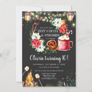 Invitation d'anniversaire au feu de joie hivernal