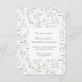 Invitation d'anniversaire au feuillage vert délica (Devant / Derrière)