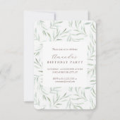 Invitation d'anniversaire au feuillage vert délica (Devant)