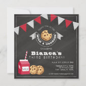 Invitation d'anniversaire au lait et aux biscuits  (Devant)