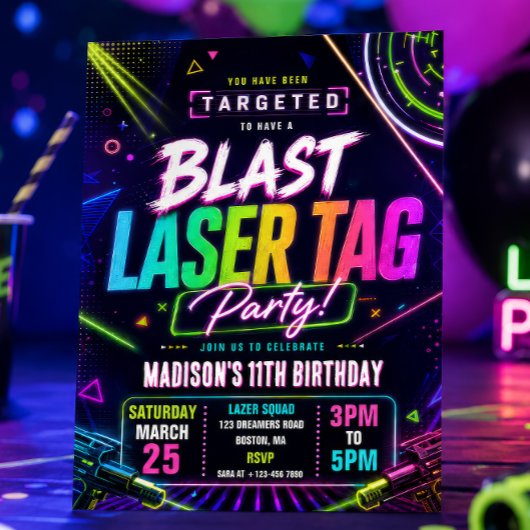 Invitation d'anniversaire au Laser Tag