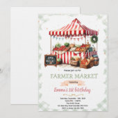 Invitation d'anniversaire au marché de fermier (Devant / Derrière)