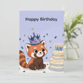 Invitation d'anniversaire au panda roux mignon (Debout devant)