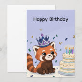 Invitation d'anniversaire au panda roux mignon (Devant / Derrière)