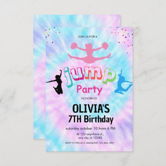 Invitation d'anniversaire au parc de trampoline Ti (Devant / Derrière)