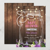 Invitation d'anniversaire au pot Mason violet pour (Devant / Derrière)