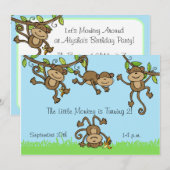 Invitation d'anniversaire au singe personnalisé au (Devant / Derrière)