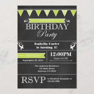 Invitation d'anniversaire au tableau noir de Chalb