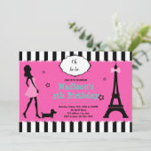 Invitation d'anniversaire au thème de Paris mignon (Debout devant)