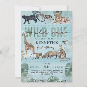 Invitation d'anniversaire au zoo Wild One