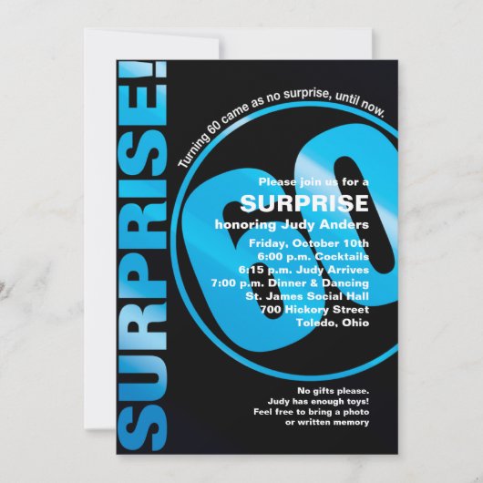 Invitation d'anniversaire audacieuse surprise - 60 (Devant)
