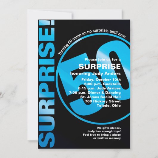 Invitation d'anniversaire audacieuse surprise - Bl (Devant)