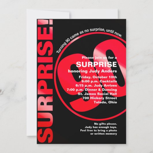 Invitation d'anniversaire audacieuse surprise - Ro (Devant)