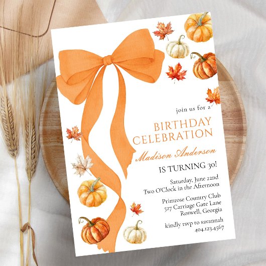 Invitation d'anniversaire automnal Coquette