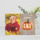 Invitation d'anniversaire automnale citrouille rus (Debout devant)