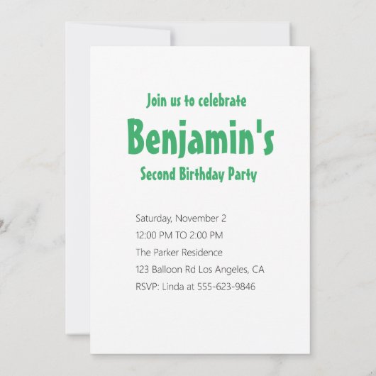 Invitation d'anniversaire aux ballons (Dos)