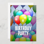 Invitation d'anniversaire aux ballons (Devant / Derrière)