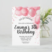Invitation d'anniversaire aux ballons pastel (Debout devant)