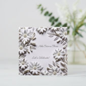Invitation d'anniversaire aux fleurs blanches (Debout devant)