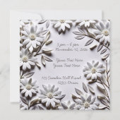 Invitation d'anniversaire aux fleurs blanches (Dos)