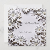 Invitation d'anniversaire aux fleurs blanches (Devant)