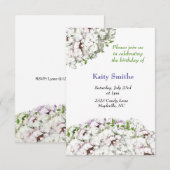 Invitation d'anniversaire aux fleurs blanches (Devant / Derrière)