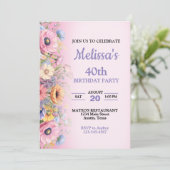 Invitation d'anniversaire aux fleurs pastel Belle (Debout devant)