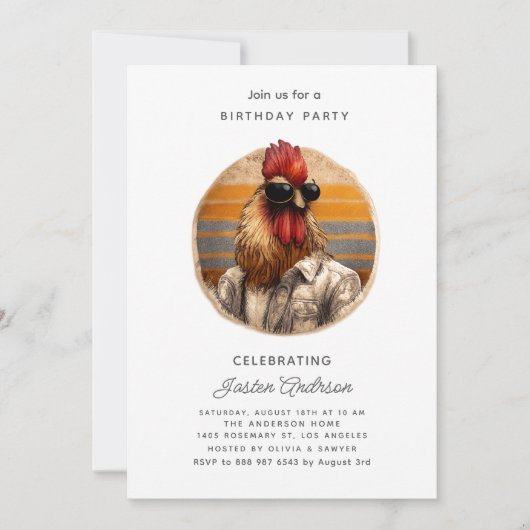 Invitation d'anniversaire aux fleurs roses (Devant)